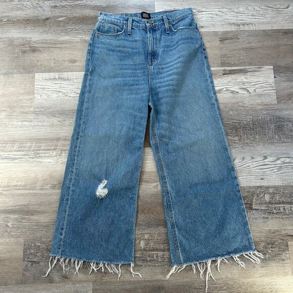 BDG Wide Leg Jeans Blue Denim Raw Hem High Rise Distressed Grunge 29 - Picture 1 of 7